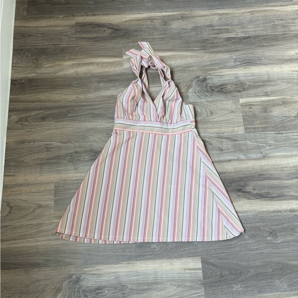 Gypsies & Moondust Pink Striped Mini Dress - Picture 1 of 4
